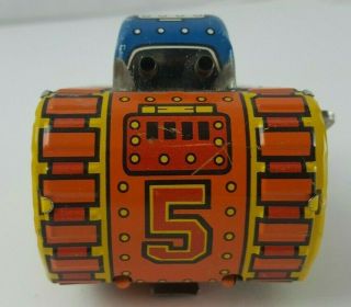 Vtg 1940 ' s Louis Marx Tin Wind Up Toy Flip Over Tank No 5 2