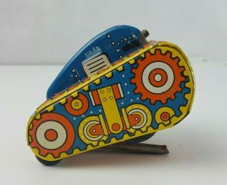 Vtg 1940 ' s Louis Marx Tin Wind Up Toy Flip Over Tank No 5 6
