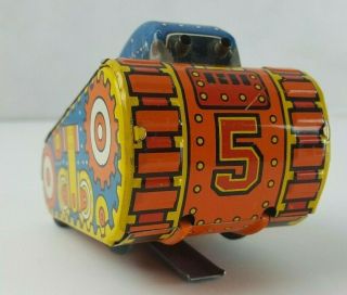 Vtg 1940 ' s Louis Marx Tin Wind Up Toy Flip Over Tank No 5 7