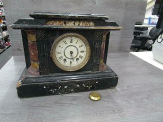 Antique Made In Usa Wooden Shelf Clock
