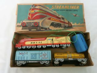Rare Vintage 1958 Marusan Streamliner Remote Control Tin Litho Train W/box Japan