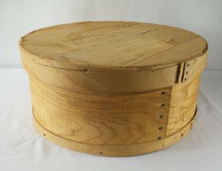 Vintage 16 " Round Bentwood Shaker Pantry Cheese Box Large Wood Slat Lid Nailed