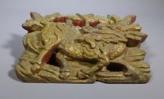 Fine Antique 19th C.  Chinese Gilt Wood Carving Shi Shi Dog Of Foo 3