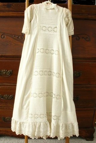 Antique Pintuck Christening Gown,  Cotton & Lace Fabric For Doll Dress/clothes