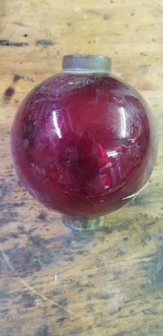 Heavy Lightning Rod Ball Globe Scarlet Glass Good Caps Ruby - Farm Fresh