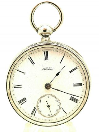 18s 1877 Waltham Ps Bartlett Pocket Watch 11j Kwks Coin Silver Case