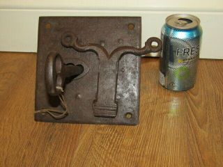 Antique Hand Forged Iron Door Lock Latch And Key Barn Gate