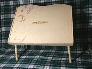 Vintage Folding Lap Bed Tray Tilting Desk Shabby Chic Wood Serving Table