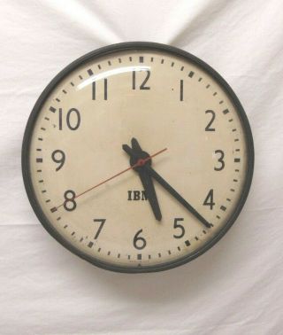 Industrial School Clock 13 " Ibm 93866 Vintage Mid Century Synchron Usa As - Is