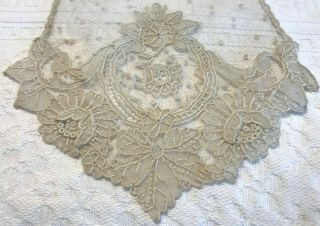 ANTIQUE BELGIAN HANDMADE LACE SCARF WITH NETTING 2