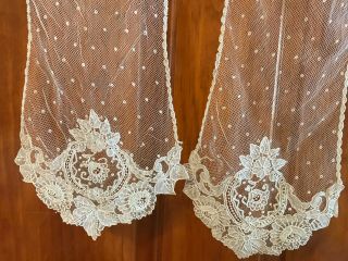 ANTIQUE BELGIAN HANDMADE LACE SCARF WITH NETTING 5