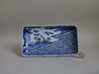 Arita Imari Blue & White Sansui And Tako - Karakusa Dish C.  1750 No 1