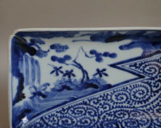 Arita Imari Blue & White Sansui and Tako - karakusa Dish c.  1750 No 1 4