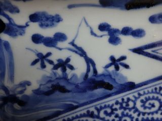 Arita Imari Blue & White Sansui and Tako - karakusa Dish c.  1750 No 1 5