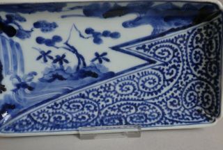 Arita Imari Blue & White Sansui and Tako - karakusa Dish c.  1750 No 1 6