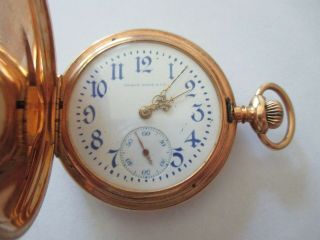 Scarce Antique 17j Pocket Watch Traub Bros.  & Co.  Detroit 14k Gold Hunting Case