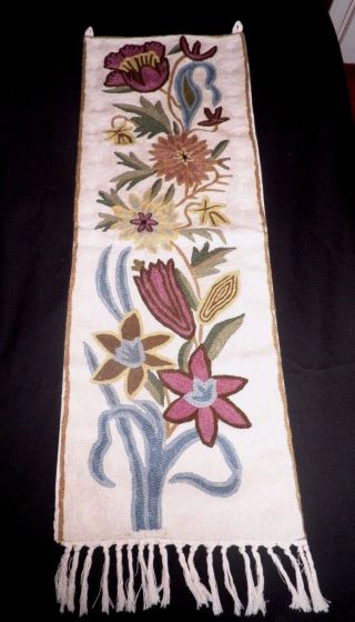 Crewel Work Wall Hanging / Runner - 32 " By 12 "