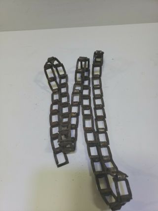 Vtg 52 " Rusty Iron Square Link Machinery Chain Industrial Metal Old Barn Find