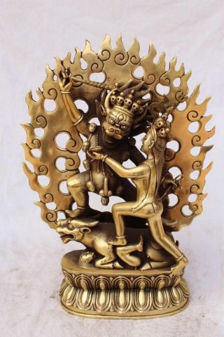 Chinese Tibetan Buddhism Bronze Yamantaka Buddha Protector Deity Statue
