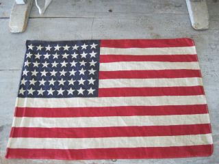 Forty Eight Stars Red White Blue Usa Cloth Flag Issued In 1912 Primitive Aafa