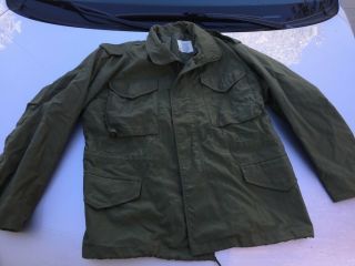 Us Army M - 65 M65 Od Olive Drab Field Jacket Medium Med Short Brass Zipper