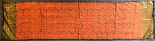 Antique Silk Sari Made In India Orange & Gold Thread Veil Scarf 53”x14”