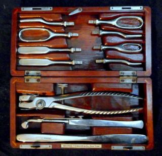 19th C Antique Medical Surgical Tool Cased Kit George Tiemann & Co.  Ny Complete