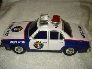 Vintage Tin Japan Friction Police Patrol Car Talking Speaking Version
