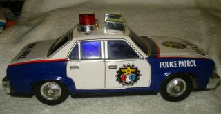 Vintage Tin Japan Friction Police Patrol Car Talking Speaking Version 2