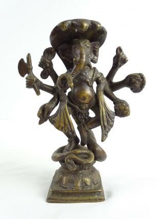 Antique Indian Bronze idol of Ganesha Hindu Elephant God Ganapati Prasāda India 2