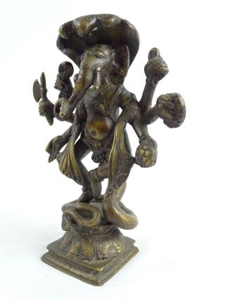Antique Indian Bronze idol of Ganesha Hindu Elephant God Ganapati Prasāda India 3