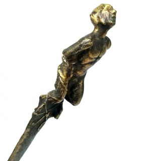 Antique Solid Bronze Marsya The Satyr Greek Mythology Figural Letter Opener