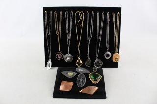 15 X Vintage Mid Century Modernist Jewellery Inc.  Necklaces,  Brooches