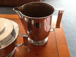 Art Deco Chrome Milk Jug & Sugar Bowl,  Bakelite Handles & Finials 4