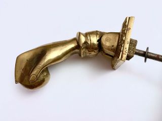 Very Early Large Antique Solid Brass Vintage Hand Shaped Door Knocker