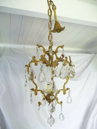 Antique French Gilt Brass,  Cut Glass Chandelier Chain,  Fixing Cover Project Repair