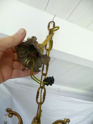 Antique French Gilt Brass,  Cut Glass Chandelier Chain,  Fixing Cover Project Repair 2