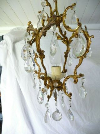 Antique French Gilt Brass,  Cut Glass Chandelier Chain,  Fixing Cover Project Repair 3