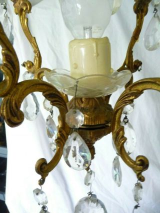 Antique French Gilt Brass,  Cut Glass Chandelier Chain,  Fixing Cover Project Repair 4