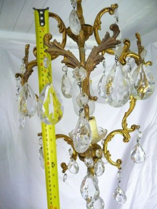 Antique French Gilt Brass,  Cut Glass Chandelier Chain,  Fixing Cover Project Repair 6