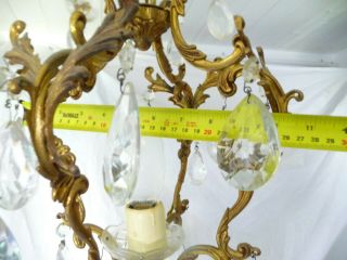 Antique French Gilt Brass,  Cut Glass Chandelier Chain,  Fixing Cover Project Repair 7