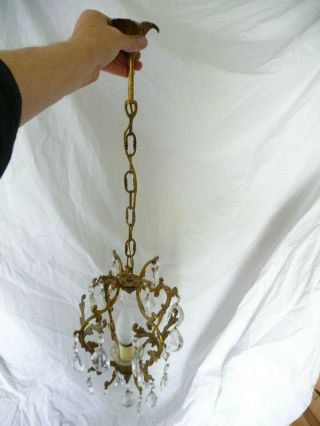 Antique French Gilt Brass,  Cut Glass Chandelier Chain,  Fixing Cover Project Repair 8