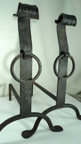 Old Pair Wrought Andirons Arts Crafts Craftsman Mission