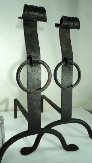 Old Pair Wrought Andirons arts crafts craftsman mission 7