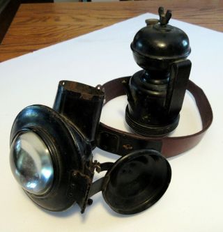 Antique Brilliant Search Light Acetylene Carbide Coal Mining Cave Miner Lamp