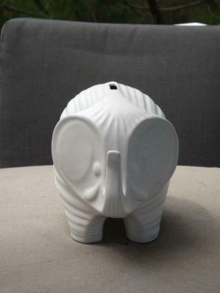 Johnathan Adler Mid Century Modern White Ceramic Elephant Bank With Stopper