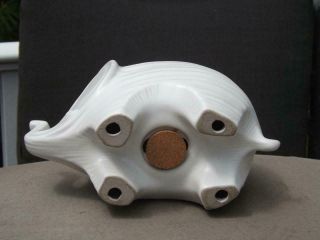 Johnathan Adler Mid Century Modern White Ceramic Elephant Bank with Stopper 5