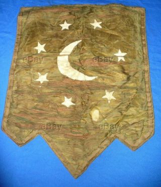 Antique Flag Banner Crescent Moon Stars Civil War Battle Unit Colors South Rare