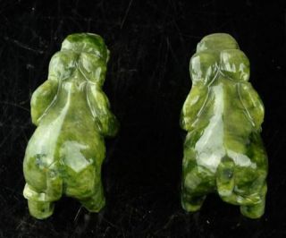 A pair 100 China natural jade hand - carved statues of elephant very good c02 4