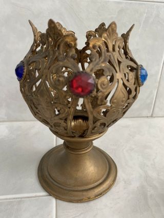 Vintage Victorian Votive Jeweled Fairy Lamp Candle Holder